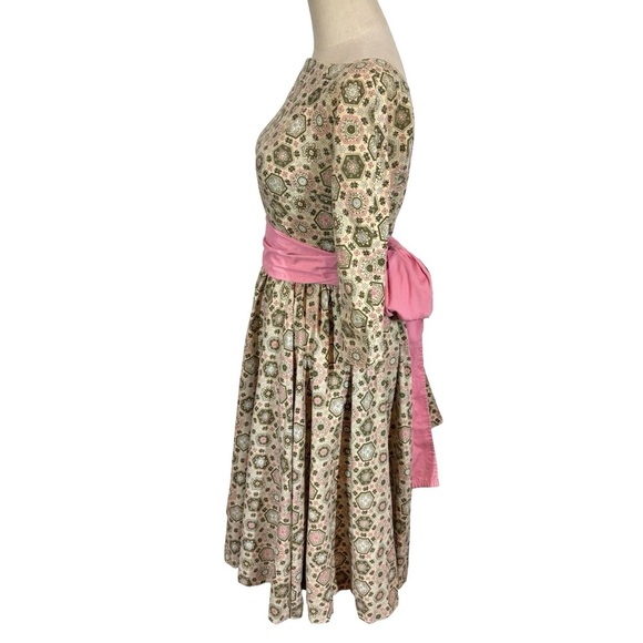 True Vintage Jeanne D’Arc 50s 60s Fit and Flare Geometric Patterned Day Dress - Picture 6 of 16